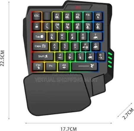 AMC TECH GK103S Single Handed USB Keyboard Luminous Gaming Connectiongod Throne Left Hand Mechanical Feel Keyboard - Image 3