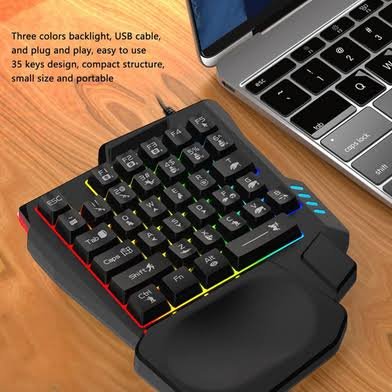 AMC TECH GK103S Single Handed USB Keyboard Luminous Gaming Connectiongod Throne Left Hand Mechanical Feel Keyboard - Image 2